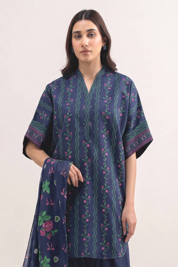 Sapphire Vol.5 - 3PC Unstitched Printed Lawn Suit (Navy Blue)