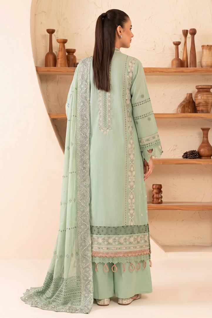 Reveuse By Johra - 3PC Unstitched Embroidered Lawn Suit (Pastel Green)