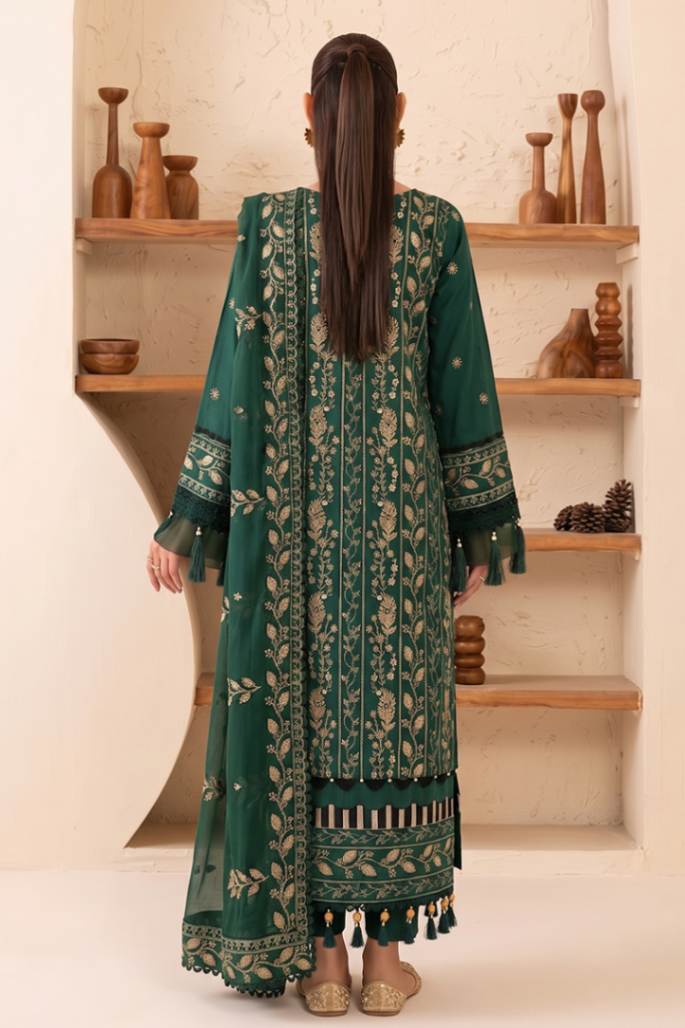 Reveuse By Johra - 3PC Unstitched Embroidered Lawn Suit (Emerald Green)