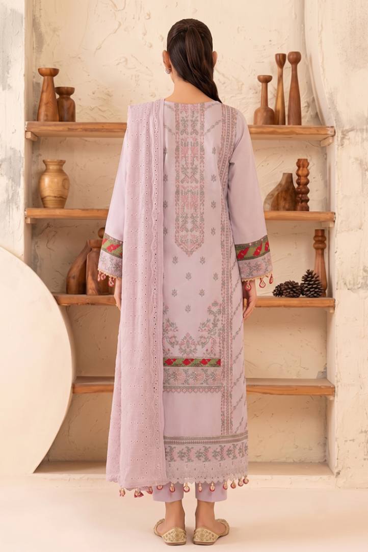 Reveuse By Johra - 3PC Unstitched Embroidered Lawn Suit (Pale Lavender)