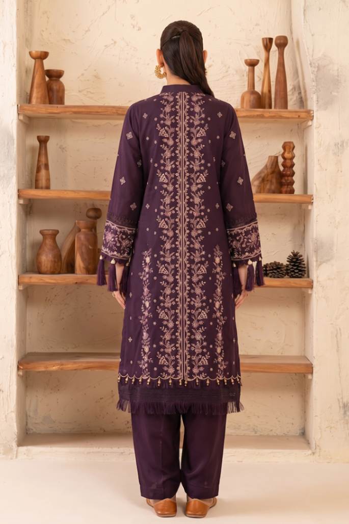 Reveuse By Johra - 3PC Unstitched Embroidered Lawn Suit (Deep Plum)