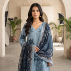 Khaadi 3-Piece Unstitched Embroidered Lawn Suit – Sky Blue