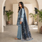 Khaadi 3-Piece Unstitched Embroidered Lawn Suit – Sky Blue