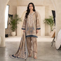 Khaadi 3-Piece Unstitched Embroidered Lawn Suit – Light Coffee