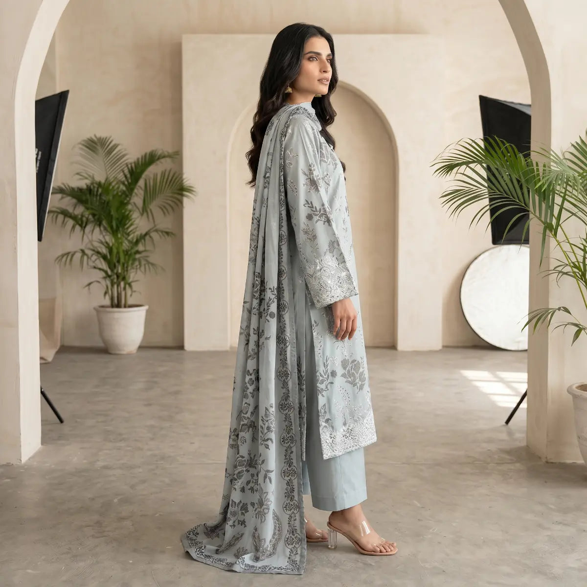 Khaadi 3-Piece Unstitched Embroidered Lawn Suit – Sea Green