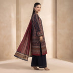 Khaadi 3-Piece Unstitched Embroidered Lawn Suit – Maroon & Black
