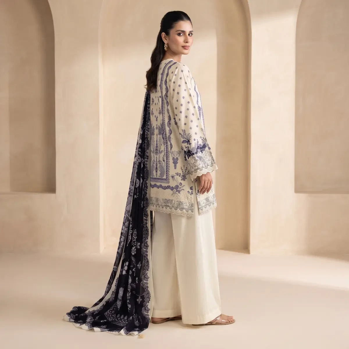 Khaadi 3-Piece Unstitched Embroidered Lawn Suit – Ivory Cream