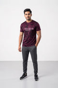 Fashion - Discover Men’s Dry Fit Printed Crew Neck T-Shirt ( Maroon )
