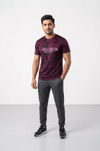 Fashion - Discover Men’s Dry Fit Printed Crew Neck T-Shirt ( Maroon )