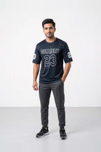 Fashion - Cemmery 23 Men’s Dry Fit Varsity T-Shirt (Charcoal black)