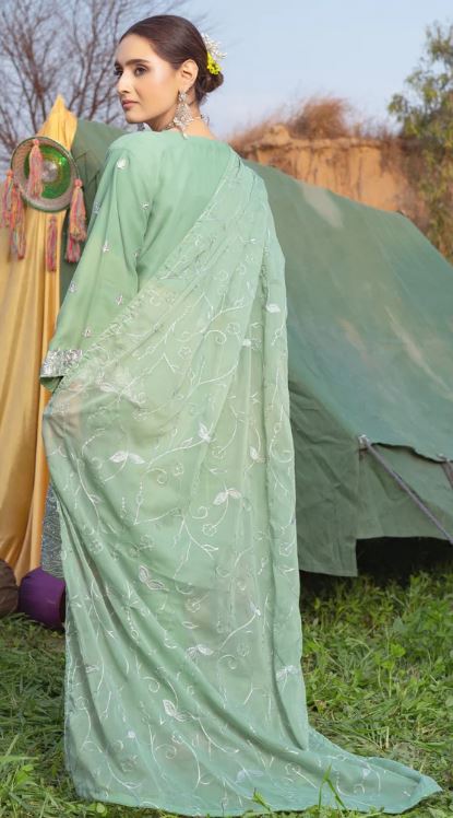 Rang-E-Falak - Stitched Embroidered 3 Pc Crinkle Chiffon3 Piece
