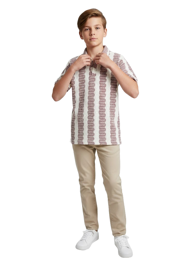 Boy’s Textured Knit Polo Shirt