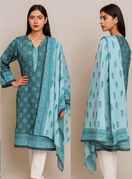 Al Karam 2-Piece Lawn Suit (Shirt + Printed Dupatta)