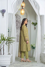 Zsh Stitched 3pc Printed Lawn Suit (Moss Green)