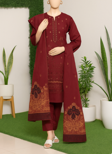 Bin suhaib – Unstitched 3PC Embroidery
