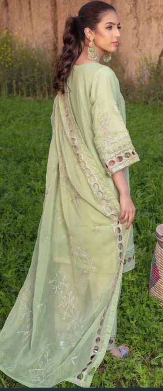 Rang-E-Falak - Stitched Embroidered 3Pc Crinkle Chiffon3 Piece