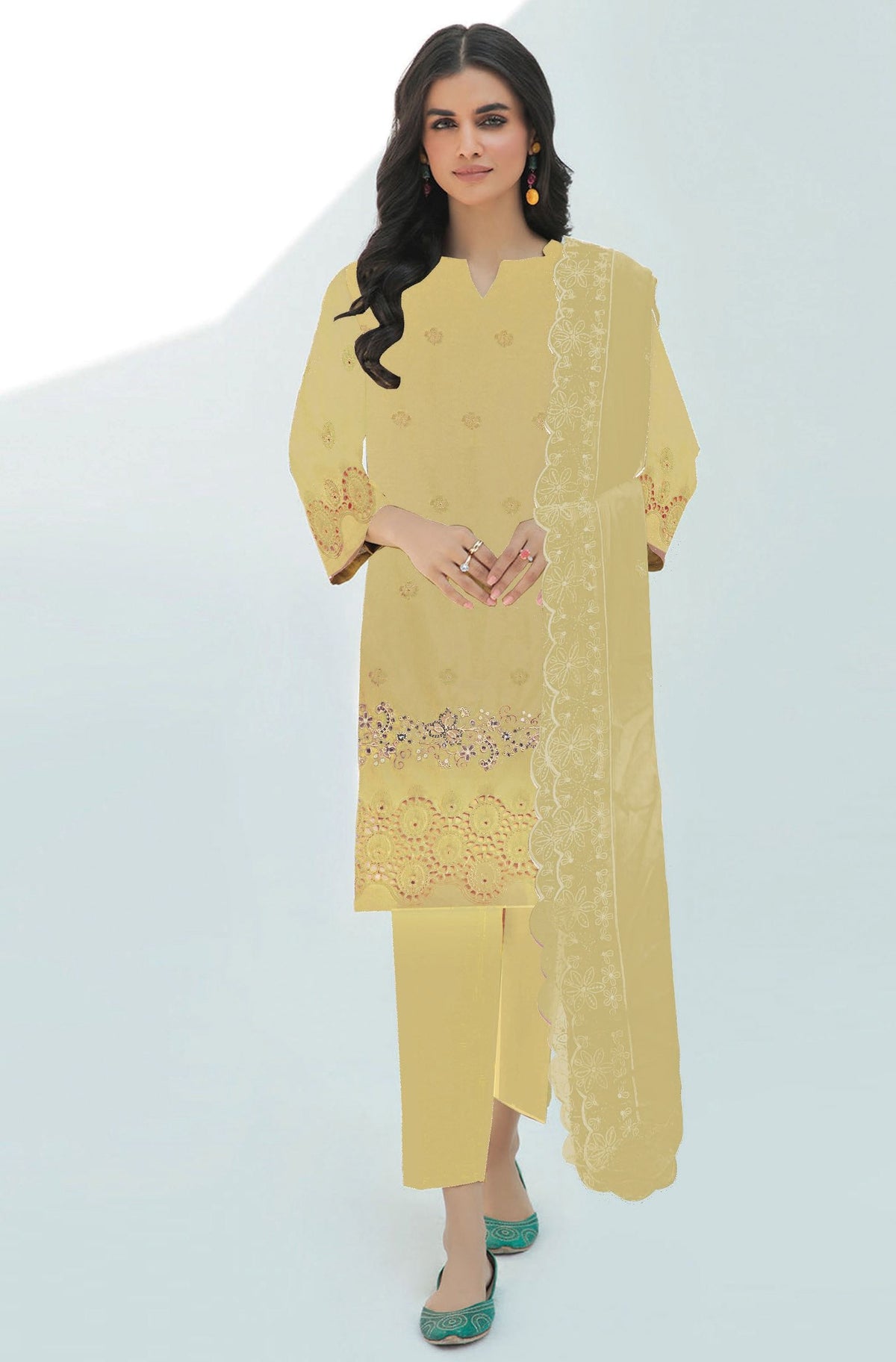 UK By Nora – Embroidered Unstitched 3 Piece