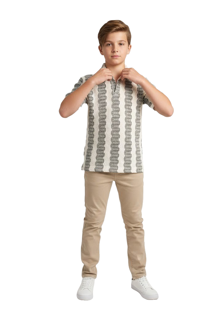 Boy’s Textured Knit Polo Shirt