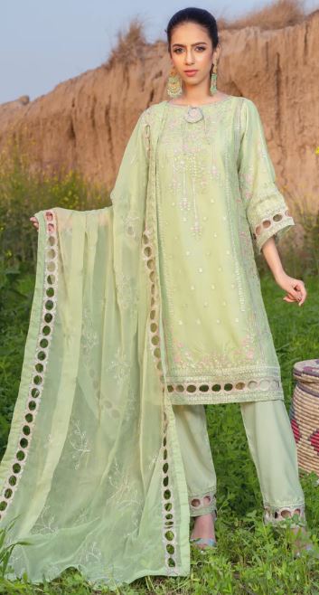 Rang-E-Falak - Stitched Embroidered 3Pc Crinkle Chiffon3 Piece