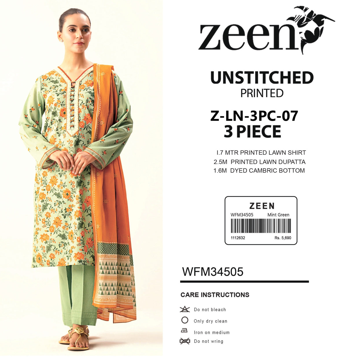 ZEEN – Unstitched Printed 3-Piece Lawn