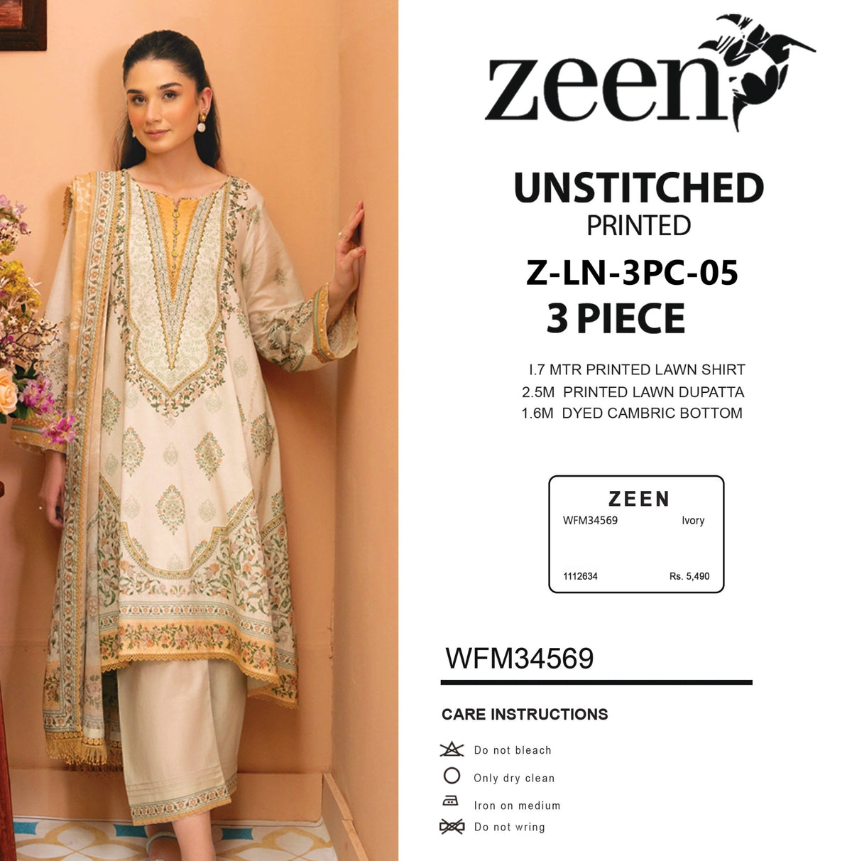 ZEEN – Unstitched Printed 3-Piece Lawn