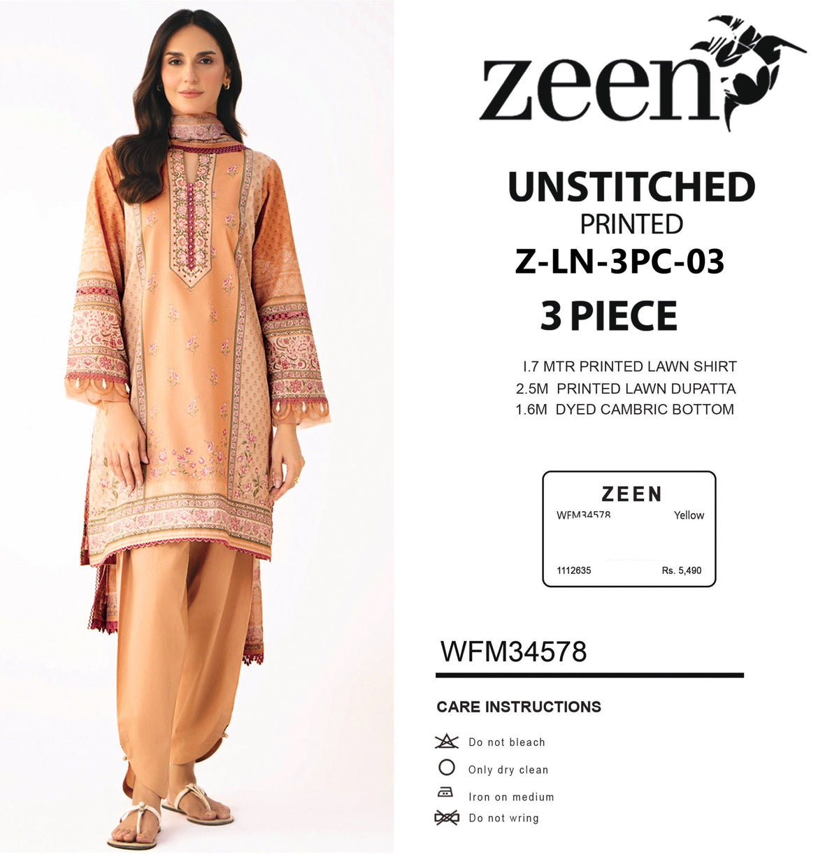 ZEEN – Unstitched Printed 3-Piece Lawn